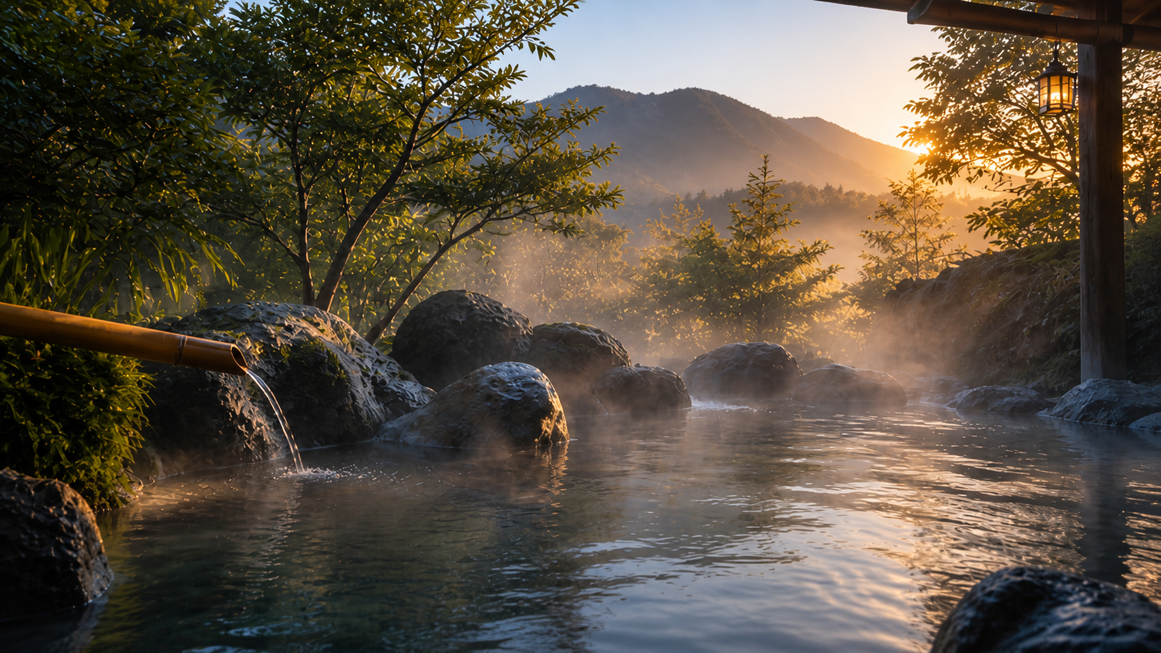 夕方の露天風呂